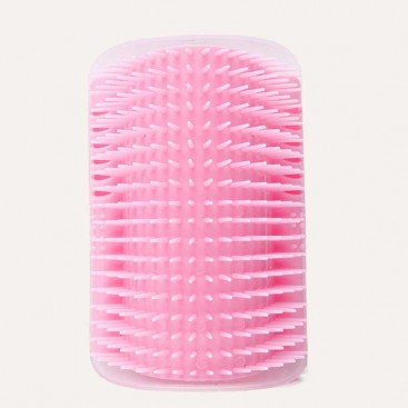 Масажна щітка для котів кутова з котячою м'ятою - Pink, L