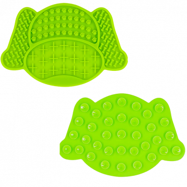 Силіконовий килимок для злизування ласощів у формі мордочки Agaky - Dog head, green