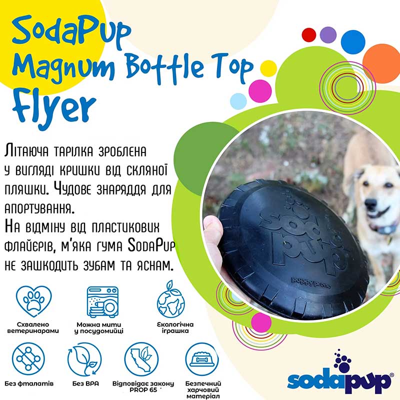 Фрісбі для собак SodaPup - Bottle Top Flyer L, black
