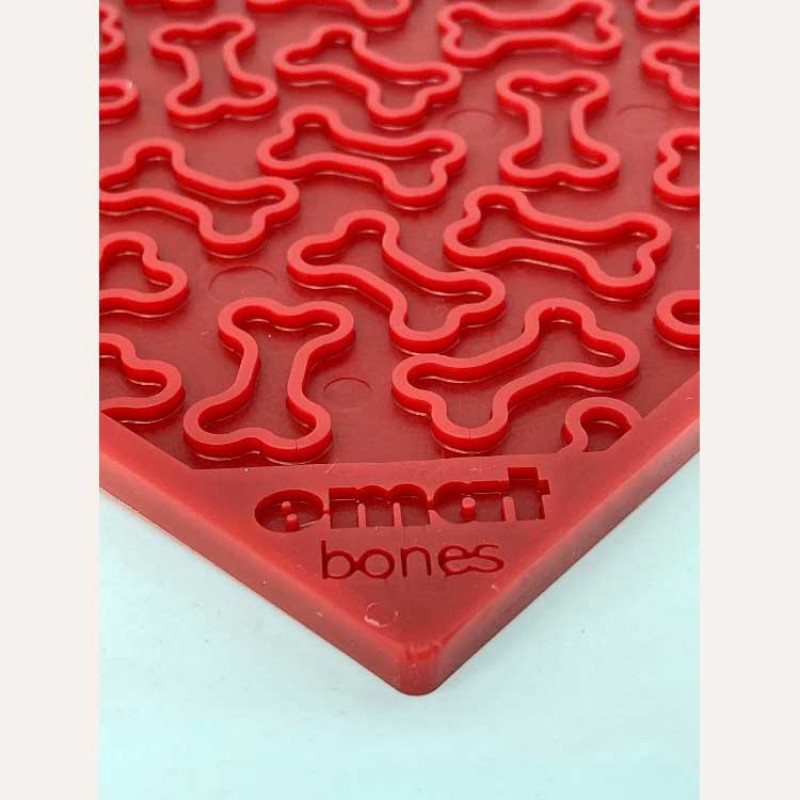 Силіконовий килимок для злизування ласощів SodaPup - Bones Design eMat, large red