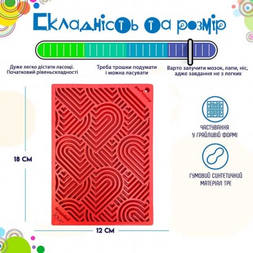 Силиконовый коврик для слизывания лакомства SodaPup - Love Hearts E-Mat, красный S