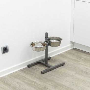 Миска для собак двойная на регулируемой подставке металлическая Trixie - Dog Bar, 15 см 2х750 мл