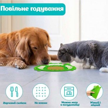 Силіконовий килимок для злизування ласощів UpSky - Crab green
