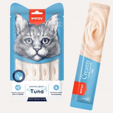 Кремообразное лакомство для кошек с тунцем Wanpy - Creamy Lickable Treats Tuna, 5 стик по 14 г