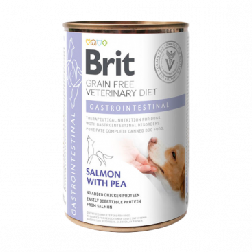 Лечебный корм для здоровья желудочно-кишечного тракта собак Brit VetDiets Gastrointestinal - Salmon with Pea, 400 г