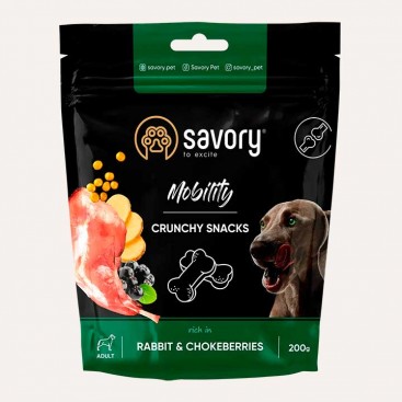 Хрустящие лакомства для здоровья суставов собак с кроликом и черноплодной рябиной Savory-Mobility, 200г