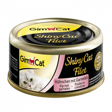 Консервований корм для котів з куркою і креветками GimCat - ShinyCat Filet 70 г