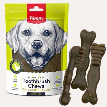 Лакомство для собак-зубная щетка Wanpy - Toothbrush Chews Chicken 100 г