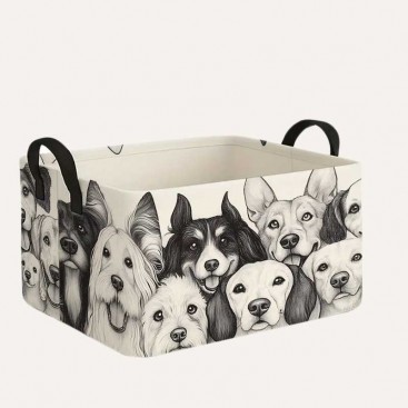Корзина для хранения игрушек для животных PetLobby - Many Dogs Grey&White