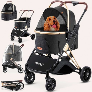 Візок для собак LovPet - Pet Buggy 3in1, Black/Champagne