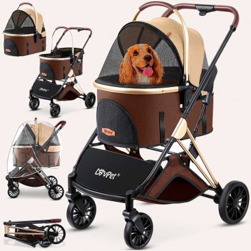 Коляска для собак LovPet - Pet Buggy 3in1, Brown/Champagne