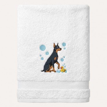 Рушник для собак з вишивкою Montmorency - Doberman Bubbles White (50x100 см)