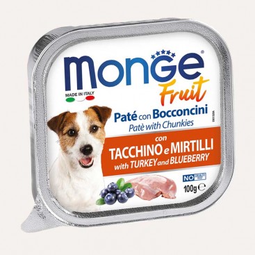 Паштет для собак с индейкой и черникой Monge - Paté and Chunkies with Turkey and Blueberry 100 г