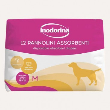 Підгузки для собак з індикатором вологості Inodorina-Pannolini Assorbenti, M (12шт)