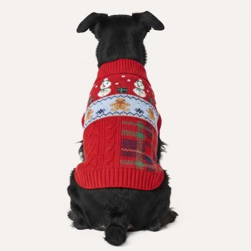 Светр для з імбірними пряниками та сніговиками PetsIn - Christmas Gingerbread & Snowmen red, XXL