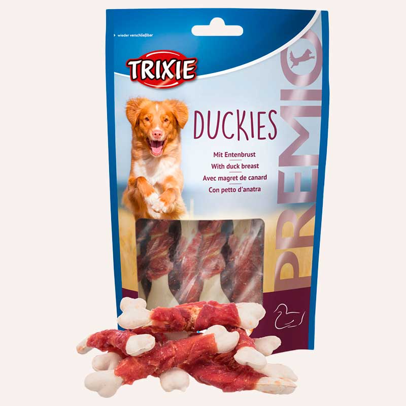Ласощі для собак кальцієві кісточки з качкою Trixie - Duckies, 100 г