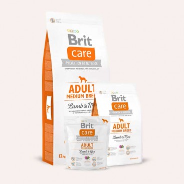 Сухий корм для собак середніх порід з ягням Brit Care - Adult Medium Breed - Lamb & Rice, 1 кг