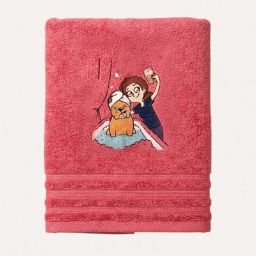 Рушник для собак з вишивкою Montmorency - Bestie Selfie Pink (50x100 см)