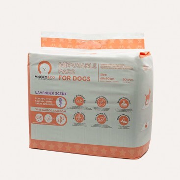 MISOKO Одноразовые пеленки для собак с углем и ароматом лаванды, 60×90 см, 50 шт