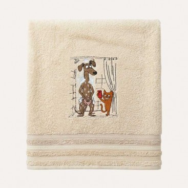 Рушник для собак з вишивкою Montmorency - Paparazzi Cat Cream (70х130 см)