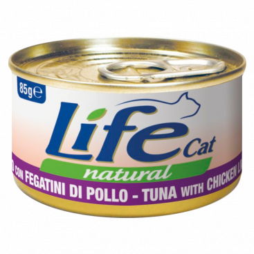 Консерва для котів з тунцем та курячою печінкою LifeCat 85 г