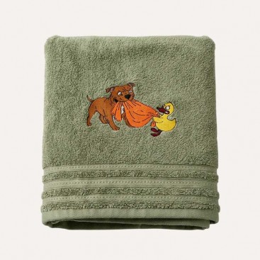 Рушник для собак з вишивкою Montmorency - Tug of War Olive (130х70)