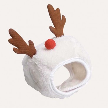 Рождественская шапка для животных с рожками PetsIn - Deer Hat white, L