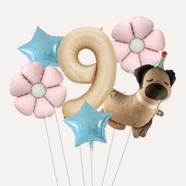 Набір з 6 кульок на девʼятий день народження песика Fiesta - Pug 9