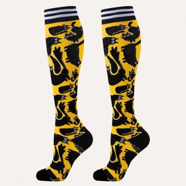 Гетры женские с котиками - Black cats on yellow (s/m)