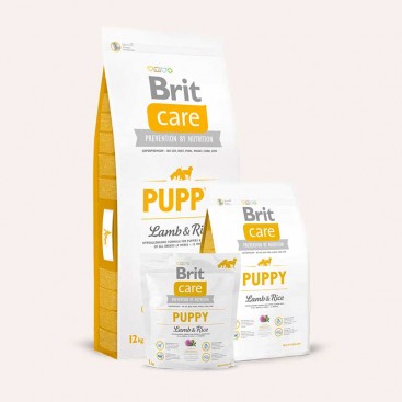 Сухий корм для цуценят і молодих собак з ягням Brit Care - Puppy - Lamb & Rice 3 кг