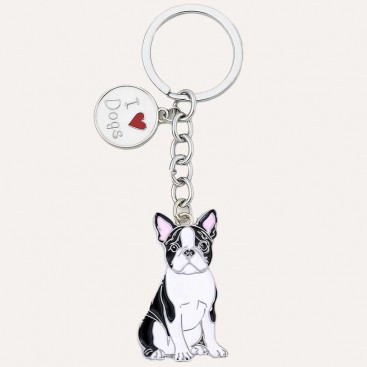 Брелок із французиком чорно-білим Woody - French Bulldog