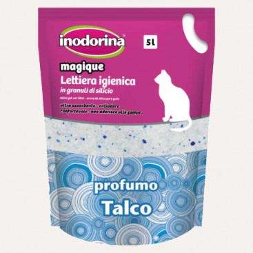 Наполнитель силикагелевый для кошачьего туалета с запахом талька Inodorina - Magique Talco, 5л