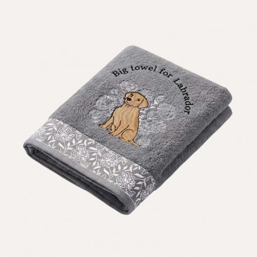 Полотенце для собак с вышивкой Montmorency - Big towel for Labrador, grey (65х140 см)