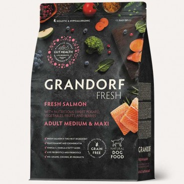 Сухий корм для собак середніх та великих порід лосось,батат Grandorf-FRESH SALMON&SWEET POTATO,3 кг