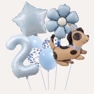 Набір з 10 3D кульок на другий день народження песика Fiesta - Blue Daisy Dog