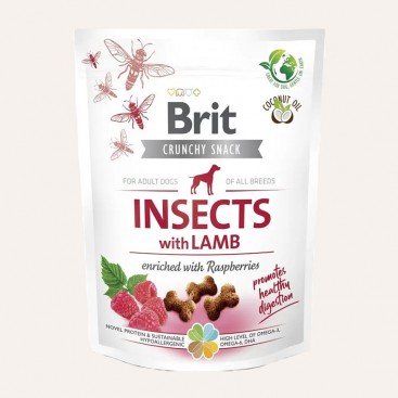 Ласощі для собак комахи, ягня, малина - Brit Care Dog Crunchy Cracker Insects 200 г