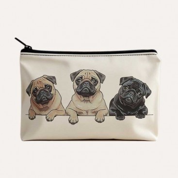 Косметичка біла з мопсами Confession - White Pugs