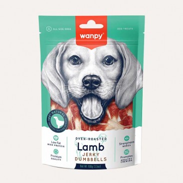 Ласощі для собак з в'яленим ягням Wanpy - Lamb Jerky Dumbbells, 100 г