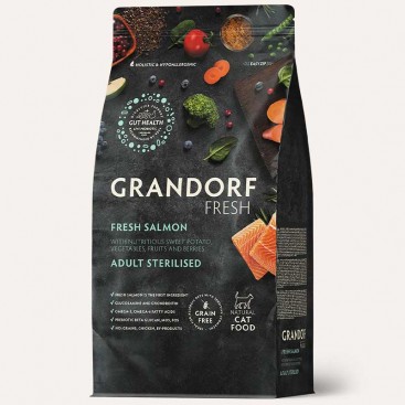 Сухий корм для стерилізованих котів лосось з бататом Grandorf-FRESH SALMON&SWEET POTATO,400 г