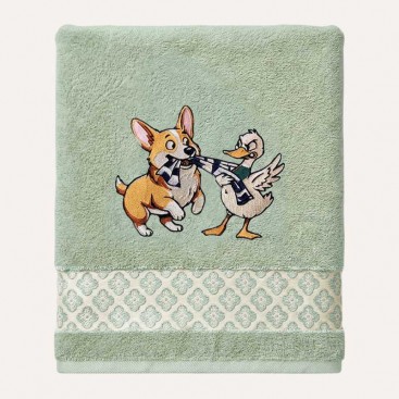 Полотенце для собак с вышивкой Montmorency - Playful Corgi (70×130 см)