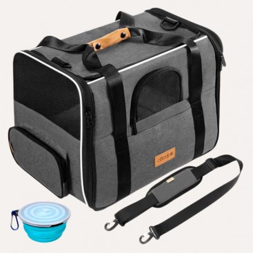 Дорожная и авиа переноска для собак и котов Cadoca - Comfort Dog Carrier 2-in-1 Gray, M