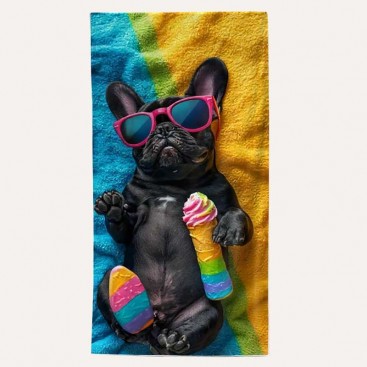 Пляжний плед - French Bulldog, 80Х160 см