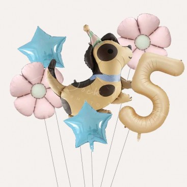 Набор из 6 шариков на пятый день рождения собачки Fiesta - Dog 5