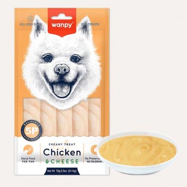 Рідкі ласощі для собак з куркою та сиром Wanpy - Treat Chicken&Cheese, 70 г