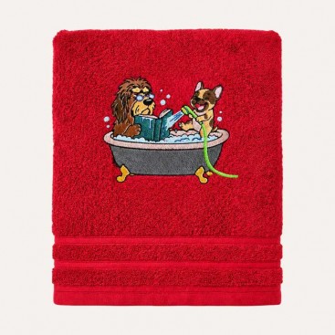 Рушник для собак з вишивкою Bark&Tail - Bath Time Red (50х100 см)