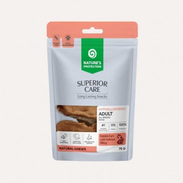 Ласощі для собак кролячі вушка з лососем Natures Protection - Rabbit Ears with Salmon,75 г