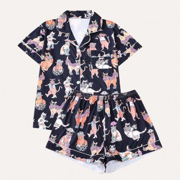 Пижама женская Horea - Cats on dark blue, M (38)