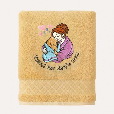 Махровое полотенце для животных Montmorency - Dog Mom Tender Love - Beige (70×130 см)