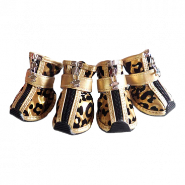 Водонепроницаемые ботинки для собак Lapladog - Gold Leopard, S-2 (4,4х3,3 см)