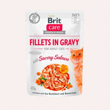 Влажный корм для котов с лососем Brit Care - Savory Salmon in Gravy 85 г